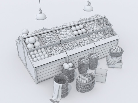 Fruits and vegetables Supermarket Grocery store Rack 7 3Dモデル