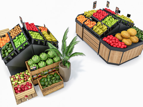 Fruits and vegetables Supermarket Grocery store Rack 8 Modello 3D