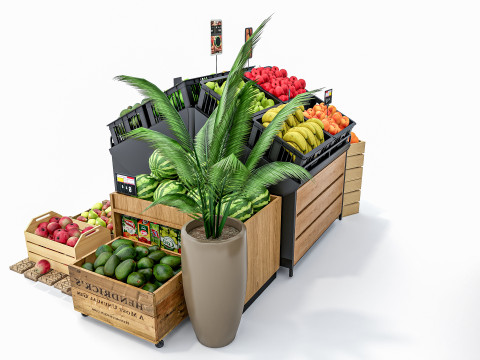 Fruits and vegetables Supermarket Grocery store Rack 8 Modello 3D