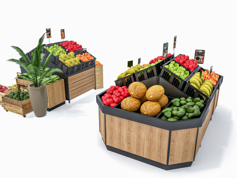 Fruits and vegetables Supermarket Grocery store Rack 8 Modello 3D