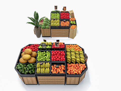 Fruits and vegetables Supermarket Grocery store Rack 8 Modello 3D