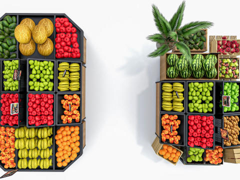 Fruits and vegetables Supermarket Grocery store Rack 8 Modello 3D