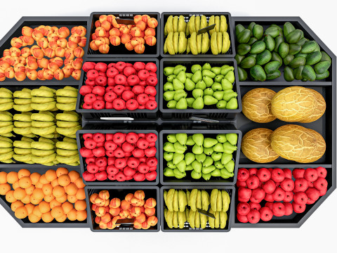 Fruits and vegetables Supermarket Grocery store Rack 8 Modello 3D