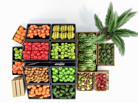 Fruits and vegetables Supermarket Grocery store Rack 8 Modello 3D