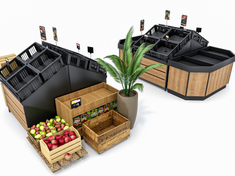 Fruits and vegetables Supermarket Grocery store Rack 8 Modello 3D