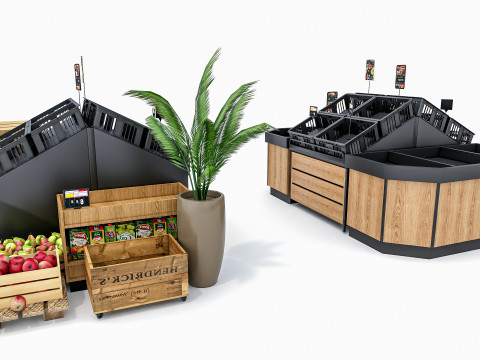 Fruits and vegetables Supermarket Grocery store Rack 8 Modello 3D