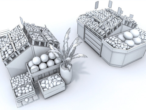 Fruits and vegetables Supermarket Grocery store Rack 8 Modello 3D