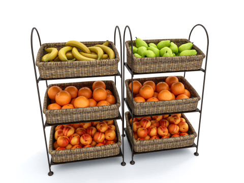 Fruits and vegetables Supermarket Grocery store Rack 9 3D मॉडल