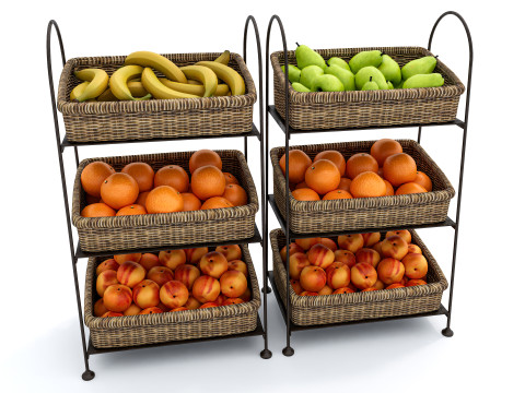 Fruits and vegetables Supermarket Grocery store Rack 9 3D Model