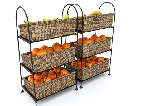Fruits and vegetables Supermarket Grocery store Rack 9 3D Model