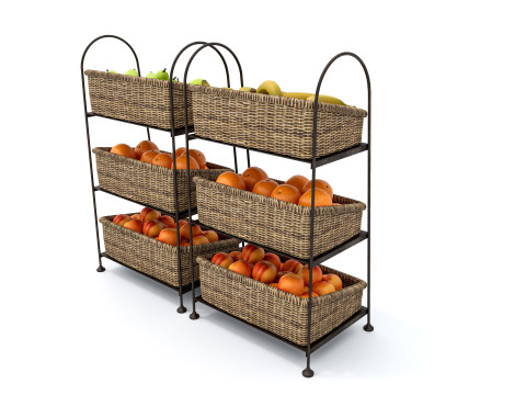 Fruits and vegetables Supermarket Grocery store Rack 9 3D Model