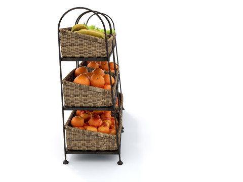 Fruits and vegetables Supermarket Grocery store Rack 9 3D Model