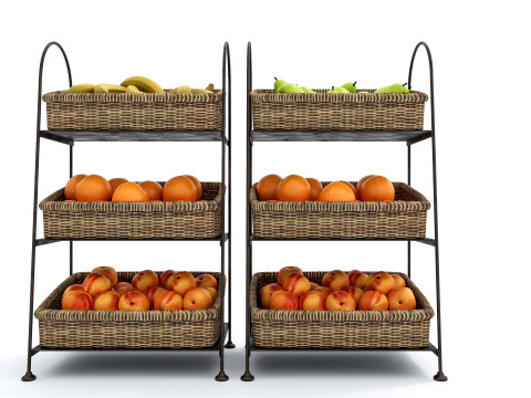 Fruits and vegetables Supermarket Grocery store Rack 9 3D Model