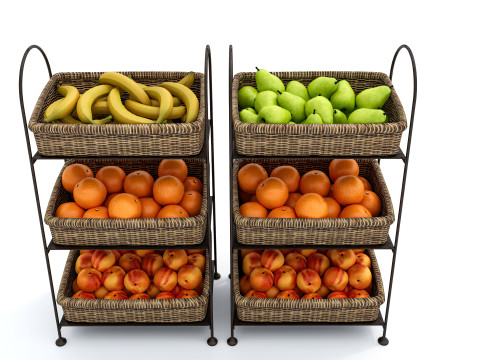 Fruits and vegetables Supermarket Grocery store Rack 9 3D Model
