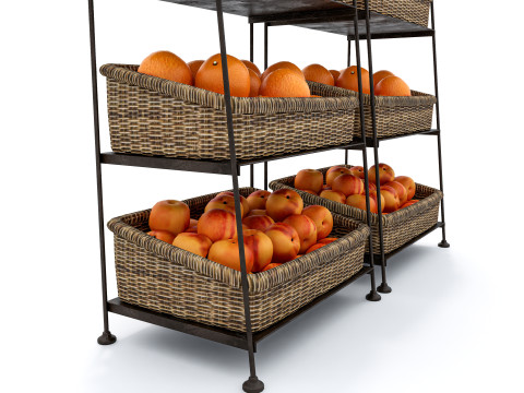 Fruits and vegetables Supermarket Grocery store Rack 9 3D Model