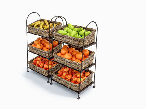 Fruits and vegetables Supermarket Grocery store Rack 9 3D Model