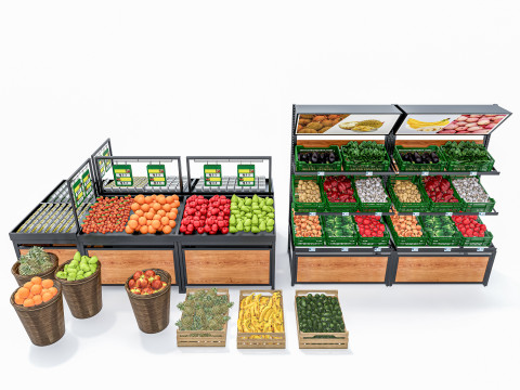 Fruits and vegetables Supermarket Grocery store Rack 10 3D मॉडल