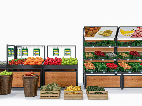 Fruits and vegetables Supermarket Grocery store Rack 10 3D Model