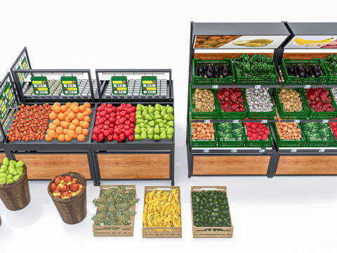 Fruits and vegetables Supermarket Grocery store Rack 10 3D Model