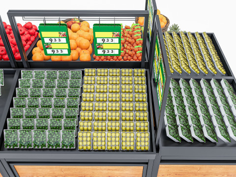 Fruits and vegetables Supermarket Grocery store Rack 10 3D Model