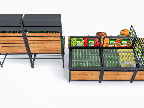 Fruits and vegetables Supermarket Grocery store Rack 10 3D Model
