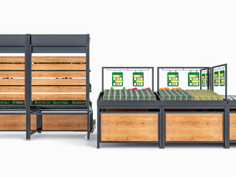 Fruits and vegetables Supermarket Grocery store Rack 10 3D Model
