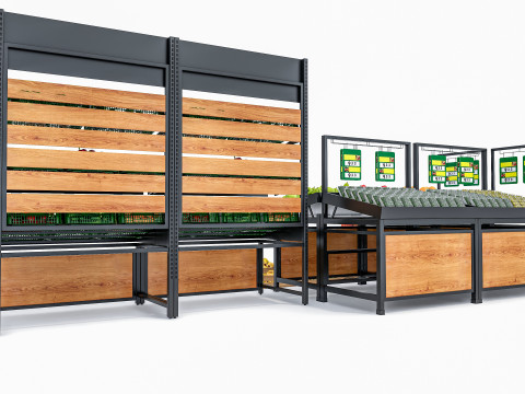 Fruits and vegetables Supermarket Grocery store Rack 10 3D Model