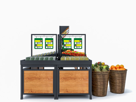Fruits and vegetables Supermarket Grocery store Rack 10 3D Model