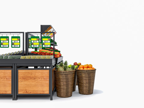 Fruits and vegetables Supermarket Grocery store Rack 10 3D Model