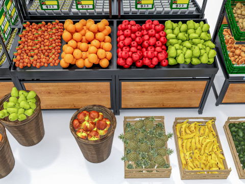 Fruits and vegetables Supermarket Grocery store Rack 10 3D Model