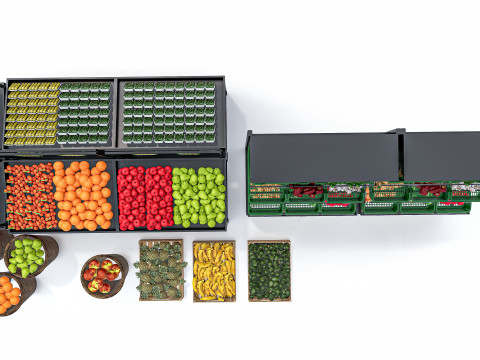 Fruits and vegetables Supermarket Grocery store Rack 10 3D Model