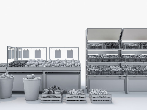 Fruits and vegetables Supermarket Grocery store Rack 10 3D Model