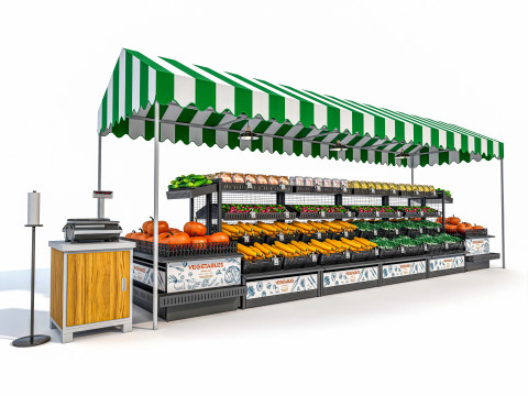 Fruits and vegetables Supermarket Grocery store Rack 11 3D Model
