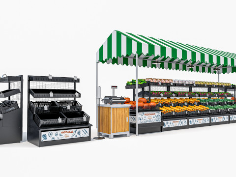 Fruits and vegetables Supermarket Grocery store Rack 11 3Dモデル