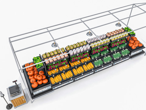 Fruits and vegetables Supermarket Grocery store Rack 11 3Dモデル