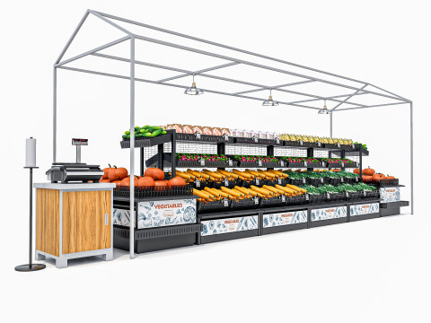 Fruits and vegetables Supermarket Grocery store Rack 11 3Dモデル