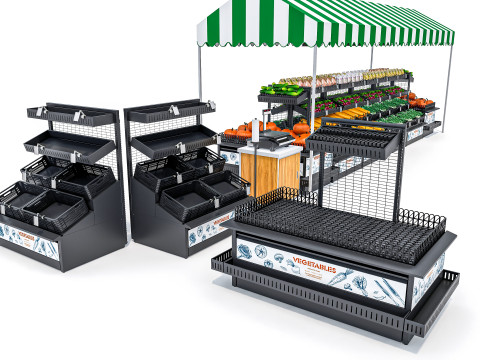Fruits and vegetables Supermarket Grocery store Rack 11 3Dモデル