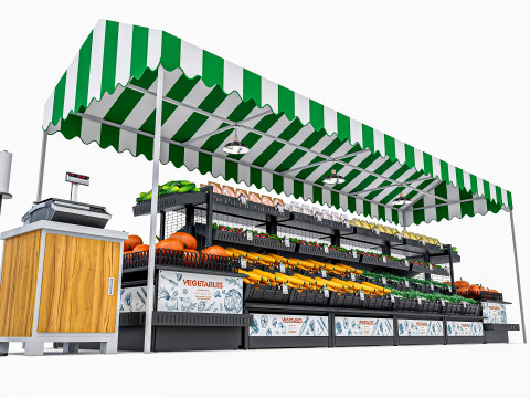 Fruits and vegetables Supermarket Grocery store Rack 11 3Dモデル