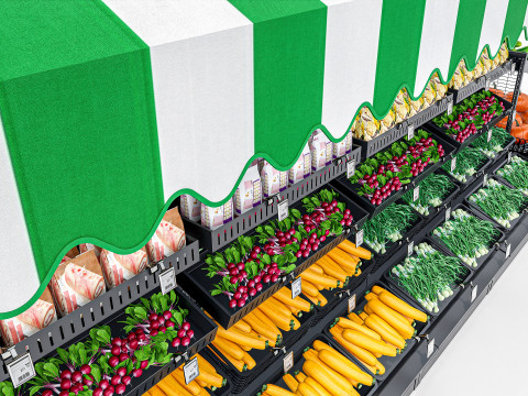 Fruits and vegetables Supermarket Grocery store Rack 11 3Dモデル