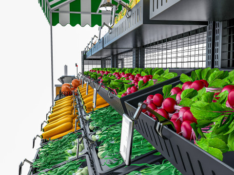 Fruits and vegetables Supermarket Grocery store Rack 11 3Dモデル