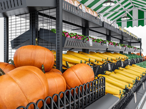 Fruits and vegetables Supermarket Grocery store Rack 11 3Dモデル