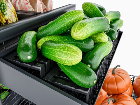 Fruits and vegetables Supermarket Grocery store Rack 11 3Dモデル
