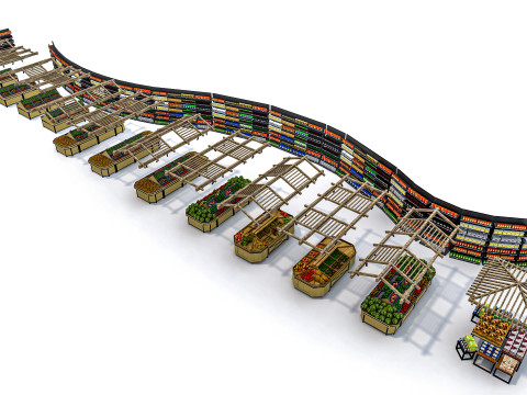 Fruits and vegetables Supermarket Grocery store Racks13 Modelo 3D