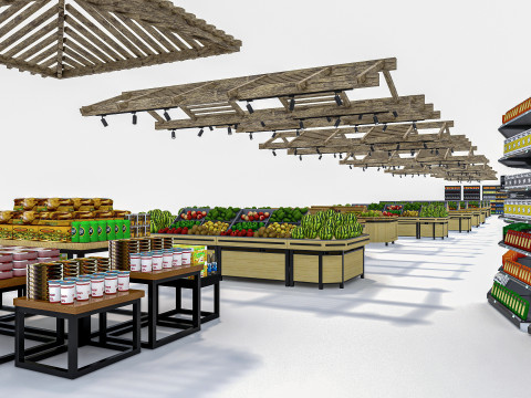 Fruits and vegetables Supermarket Grocery store Racks13 Modelo 3D