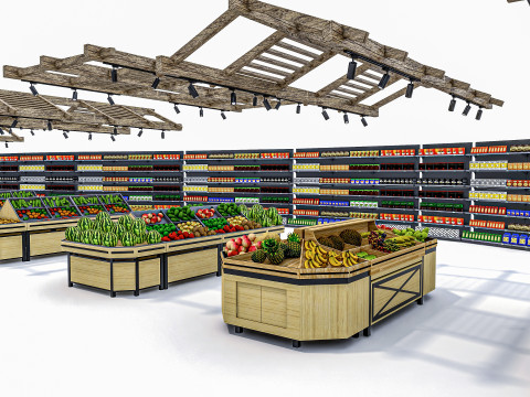Fruits and vegetables Supermarket Grocery store Racks13 Modelo 3D