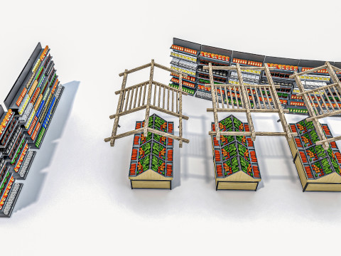 Fruits and vegetables Supermarket Grocery store Racks13 Modelo 3D