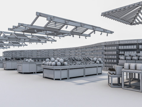 Fruits and vegetables Supermarket Grocery store Racks13 Modelo 3D