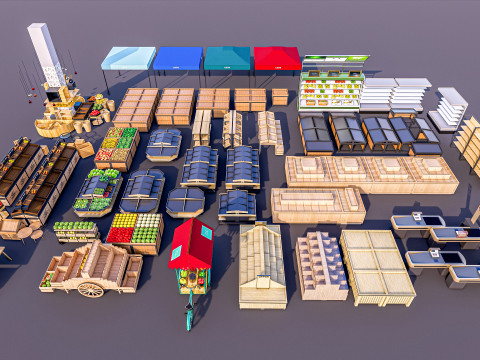 Fruits and vegetables Supermarket Grocery store Racks14 Modèle 3D