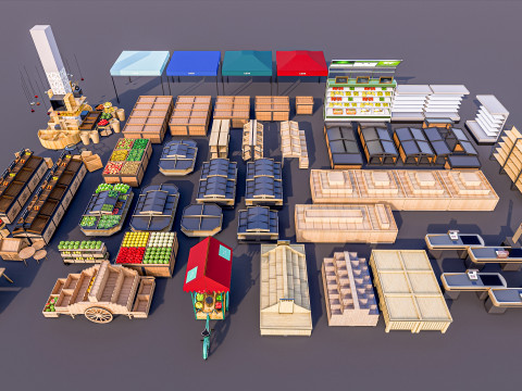 Fruits and vegetables Supermarket Grocery store Racks14 Modèle 3D