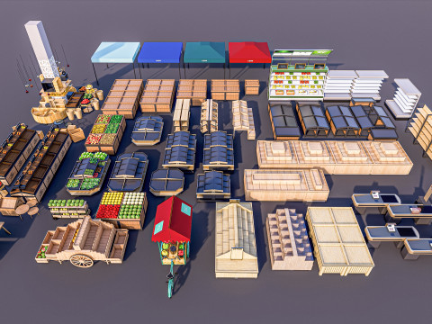 Fruits and vegetables Supermarket Grocery store Racks14 Modèle 3D